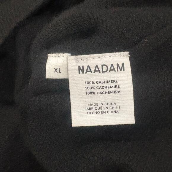 RARE Naadam Black Cashmere Faux Fur Hooded‎ Sweater Size XL - Picture 8 of 8